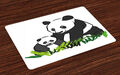 Lustiger Bär Platzmatten Panda Bear Family Bambu Platzmatten 4er Set Waschbar