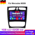 9" Android 12 Autoradio GPS Navi DAB+ WiFi BT Für Benz CLK W209 W203 1G+32G