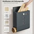 Briefkasten Edelstahl Postkasten Zeitungsfach Mailbox anthrazit Wandbriefkasten