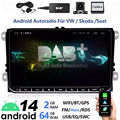 DAB+Autoradio Für VW Golf 5 6 Polo T5 Touran Passat 2+64G Carplay GPS Kamera MIK