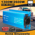 1300W 2600W Reiner Sinuswelle Wechselrichter 12V auf 230V Reise Spannungswandler