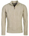 Troyer Stehkragen Pullover ARMAS Zopf-Glatt-Strick mit Zipper beige Gr. M L XL