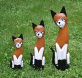 3 Katzen Deko Holz Holzkatze Katzenfigur Dekokatze Katzenskulptur Katzendeko