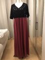 Ulla Popken Abendkleid lang 46 Rot-Schwarz