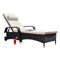 Rattan Loungeliege verstellbar Sonnenliege Polyrattan Lounge Gartenliege Schwarz