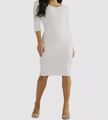 $118 Guess Women's White V-Neck Knitted Ribbed Sheath Midi Dress Size US S