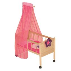 Roba Kids Puppenstandbett mit Textielen und Rollen Happy Fee  TOP