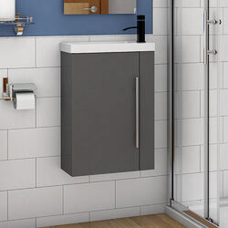 Waschtisch 45 cm Waschbecken mit Unterschrank Gäste WC Badmöbel Set klein Loft