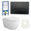 Geberit Vorwandelement + Bartolo WC + WC-Deckel + Drückerplatte schwarz matt 