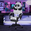 Puluomis Massage Gaming Stuhl Bürostuhl Drehstuhl mit Fußstütze Panda-Kopfstütze