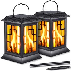 Solarlampe Außen Steckleuchte Erdspieß Gartenlampe Fackel Laterne LED 2er Set
