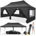 Partyzelt Pavillon 3x3m/3x6m Pavillion Gartenpavillon mit Seitenteilen Faltbar