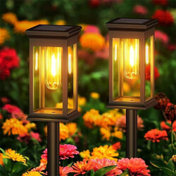 2/4Stk LED Solarleuchte Außen Garten Dekor Solarlampe Warmweiß Wegeleuchte NEU