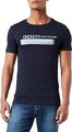 TOM TAILOR Denim Herren T-Shirt mit Logo-Print aus Bio-Baumwolle, blau, Gr. M