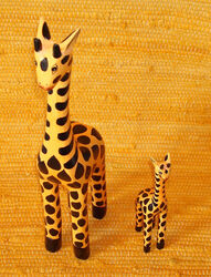 Dekofigur Giraffe * 2er-Set Deko-Giraffen Holz-Figuren Skulptur 40 + 20 cm * NEU