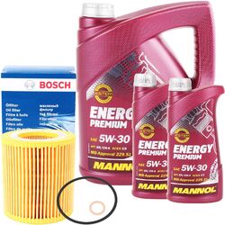 BOSCH ÖLFILTER + 7 LITER 5W-30 MOTORÖL MANNOL ENERGY PREMIUM 5W30 LONGLIFE LL-04