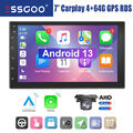 7" 4+64G Carplay Autoradio Android 13 2 DIN GPS Nav Bluetooth WIFI RDS FM Kamera