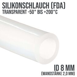 Silikon Silicon Milch Schlauch transparent lebensmittelecht FDA 2 - 25mm 