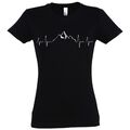 Youth Designz Heartbeat Mountain Damen T-Shirt Print Logo Lustig Berg Wandern