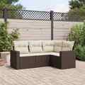 4-tlg. Garten-Sofagarnitur mit Kissen Beige Poly Rattan vidaXL