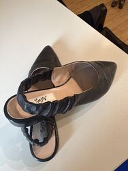 Slingpumps, schwarz, Gr. 40,5 aus echtem Leder