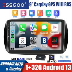 DAB+ 32G Carplay Autoradio GPS KAM Für Smart Forfour Fortwo 453 14-19 Android 13