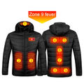 Elektrisch beheizte Kapuzenjacke 9 Bereiche USB Thermomantel Winter warm Herrenbekleidung