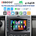 Android 13 Autoradio 7" Carplay 4+64G GPS Für Mercedes Benz A/B-Klasse W169 W639