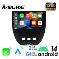 2G+64G Android 14 CarPlay Für Toyota Aygo Citroen C1 Peugeot 107 Autoradio GPS