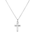 Einfache 925 Sterlingsilber Kreuz Anhänger auf 18 Zoll Spurenkette Christian