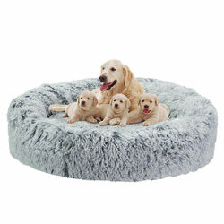 Hundebett S-XL Plüsch Katzenbett Hundekissen Hundekorb Schlafplatz Rund Donut