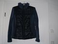 ElleNor Damen Fleecejacke Kapuzenjacke Materialmix blau / schwarz Gr. 36/38/40