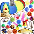 	30 Stück Katzenspielzeug Set Katzen Spielzeug mit Katzentunnel Jingle Bell K...