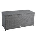 Auflagenbox Poly Rattan Kissenbox Gartenbox Aufbewahrungsbox Box Grau-Mix