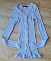 DAMEN ROSEMUNDE COPENHAGEN GRAU SILBER SEIDENMISCHUNG RIPP CARDIGAN GR XL