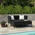 4-tlg. Garten-Lounge-Set mit Auflagen Poly Rattan Schwarz FYK A200