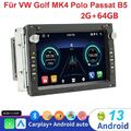 2+64G 7" Android 13 Autoradio GPS Navi Für VW Polo 9N Golf Jetta MK4 Passat B5