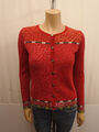 EVA & CLAUDI Strickjacke Gr.XS 34 Cardigan Wolle Rot gemustert