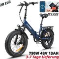 🔥20 Zoll Faltbares Mountainbike Elektrofahrrad,750W MTB Leichtes E-Bike,Fatbike