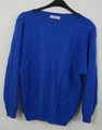 Damen WUNDERSCHÖNER Pullover Blau mit WOLLE Schönes Strick Muster Größe 44/46