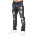 Enzo Herrenjeans gerades Bein gerissen Distressed Freizeit Denim Baumwolle Stretchhose