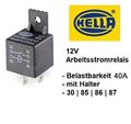 Hella Arbeitsstrom Relais 4-pol 12V 40A Schließer 30|85|86|87 Schaltrelais