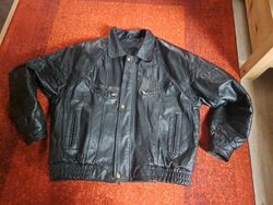 😎LEDERJACKE VINTAGE BOMBER HERREN GR.52 L SCHWARZ