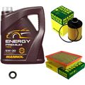 MANN Inspektionspaket 5 L MANNOL Energy Premium 5W-30 für Saab 9-3 1.9 TTiD