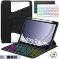 Hülle Für Samsung Galaxy Tab S9 FE A9+ A8 QWERTZ Beleuchtete Tastatur RGB Maus