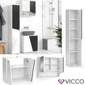 Badmöbel-Set Irida Weiß Anthrazit 3 Teile Hochschrank Vicco