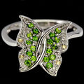 925 Sterlingsilber Ring Rund Chrom Diopsid Saphir Edelstein Schmuck 8.5