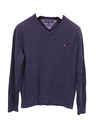 Tommy Hilfiger Herren Pullover V-Ausschnitt Baumwolle Kaschmir blau Gr. L Hi109