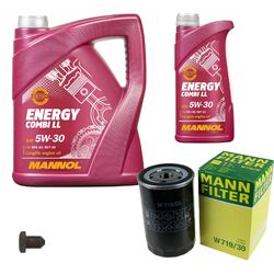 MANN-FILTER Ölfilter 6 L MANNOL Energy Combi LL 5W-30 für Audi A4 Avant 1.6 1.8