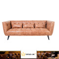 Vintage Echtleder Clubsofa Woodbrook Ledersofa 3-Sitzer hellbraun-honey